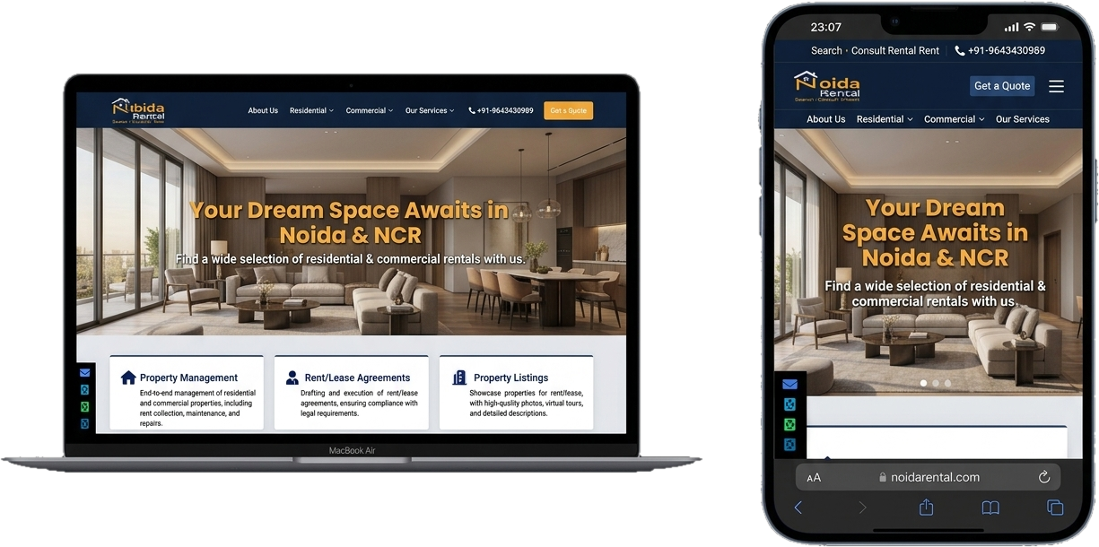 Noida Rental website on desktop and mobile