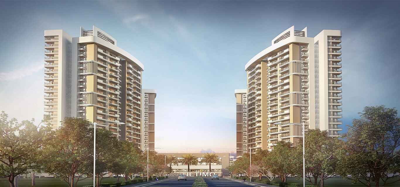 Modern 695 sq. ft. 2BHK flat in Migsun Ultimo, Omicron-III, Greater Noida with premium amenities including a gym, swimming pool, and large green area, available at Greaternoidaflats.com.